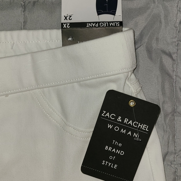 Zac & Rachel Womens 2X White Stretch Pants - Picture 9 of 10